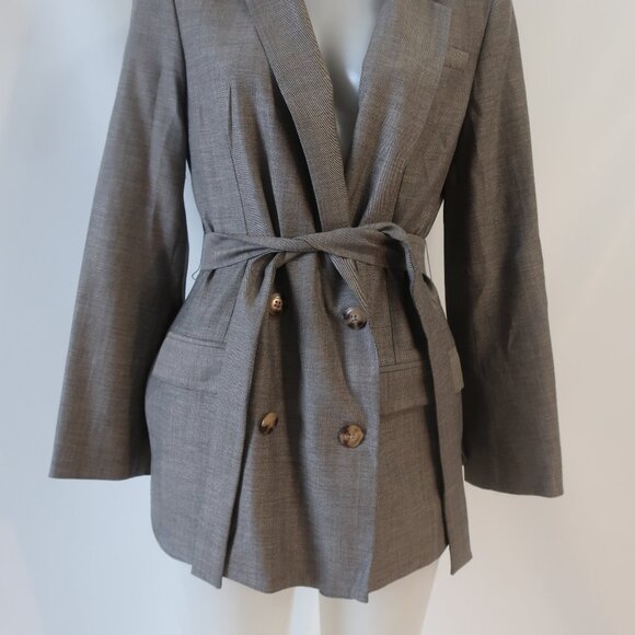 NWT Womens TWP Taupe Virgin Wool Blend Blazer Smoking Jacket S - Picture 5 of 16